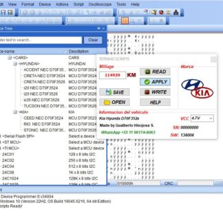 Paquete Kia / Hyundai – MCU NEC D70F352x – Script Odómetro